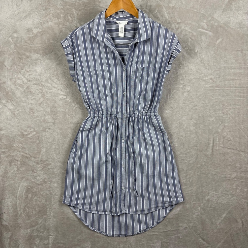 Japna Women S Striped Shirt Dress Drawstring Cinched Waist Coastal Beachy Summer